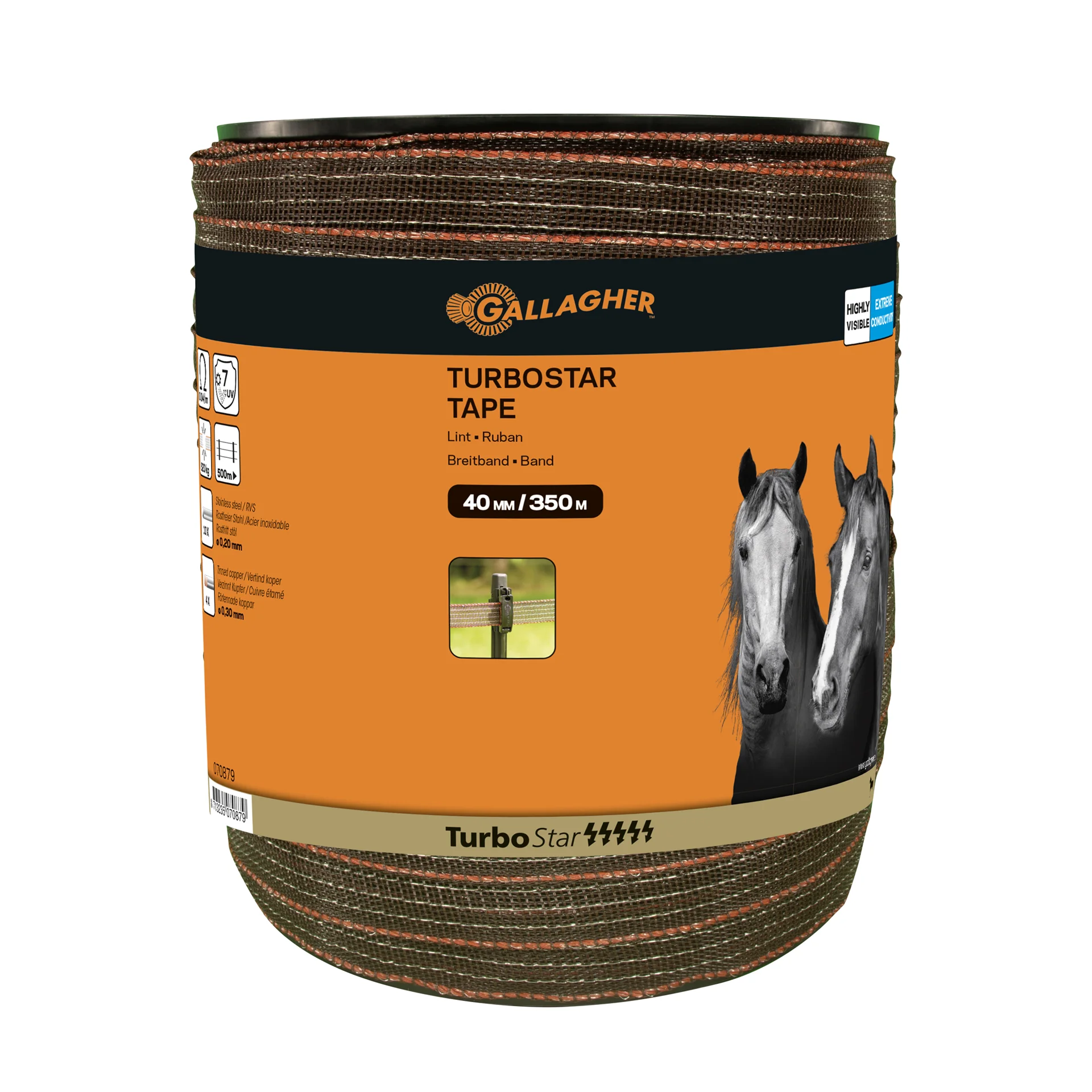 Gallagher electric fence tape TurboStar 40mm wide (350m) Terra
