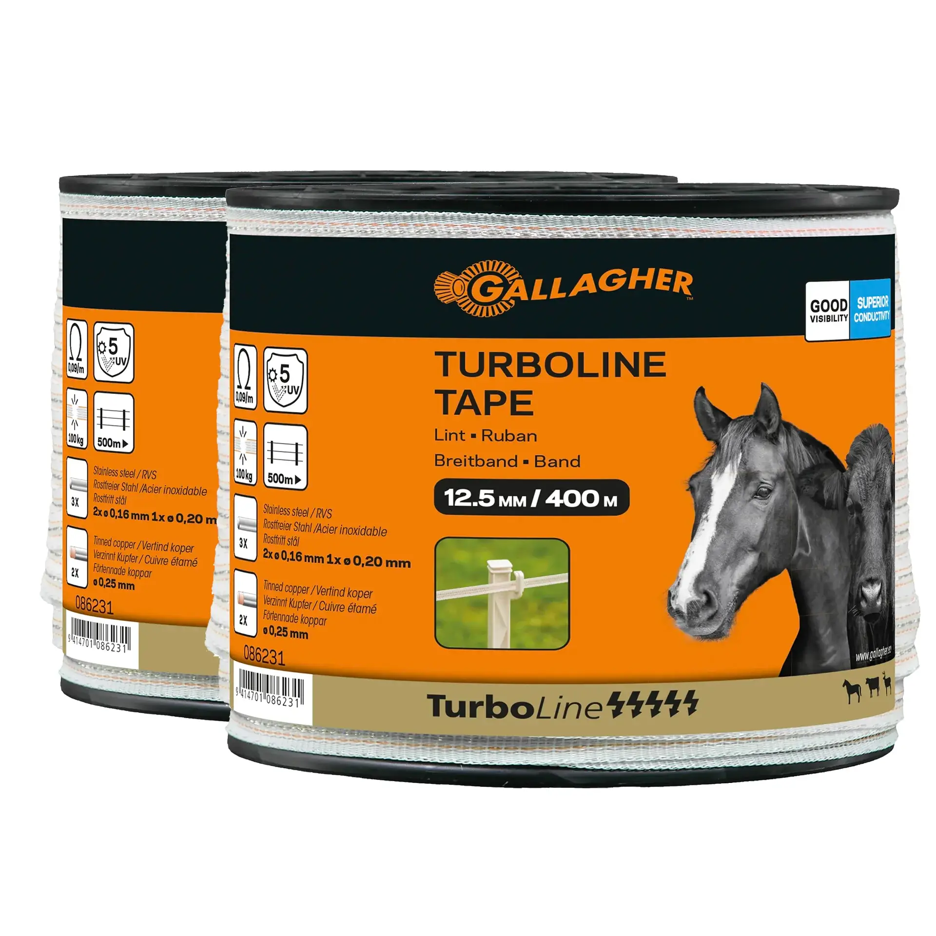 Duopack TurboLine band 12,5mm vitt 2x400m