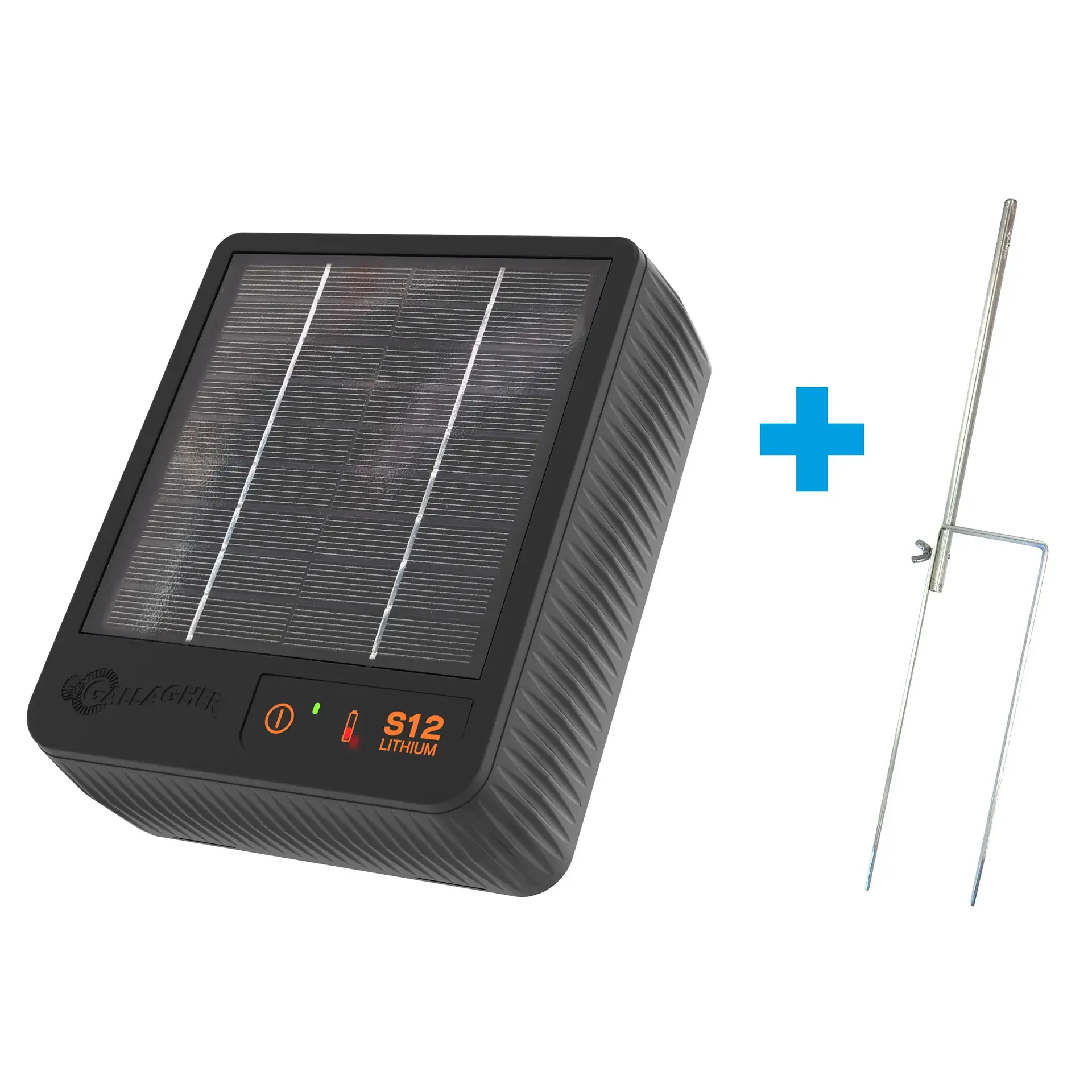 Gallagher électrificateur solaire S12 avec batterie Lithium (3.2 V - 6 Ah)