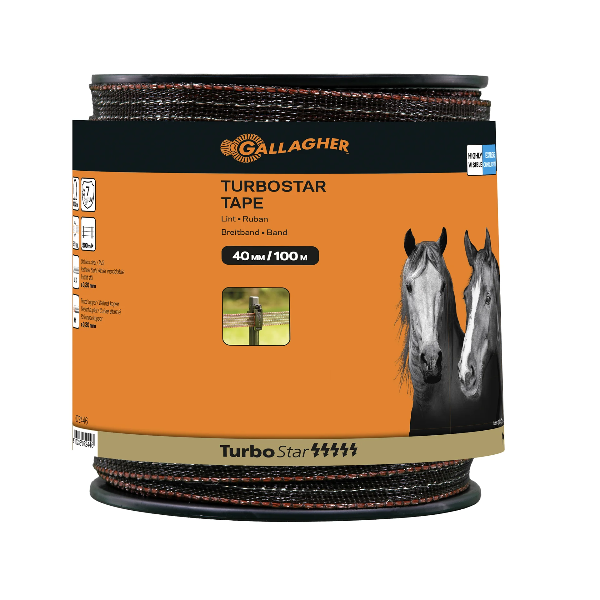 Gallagher electric fence tape TurboStar 40mm wide (100m) Terra